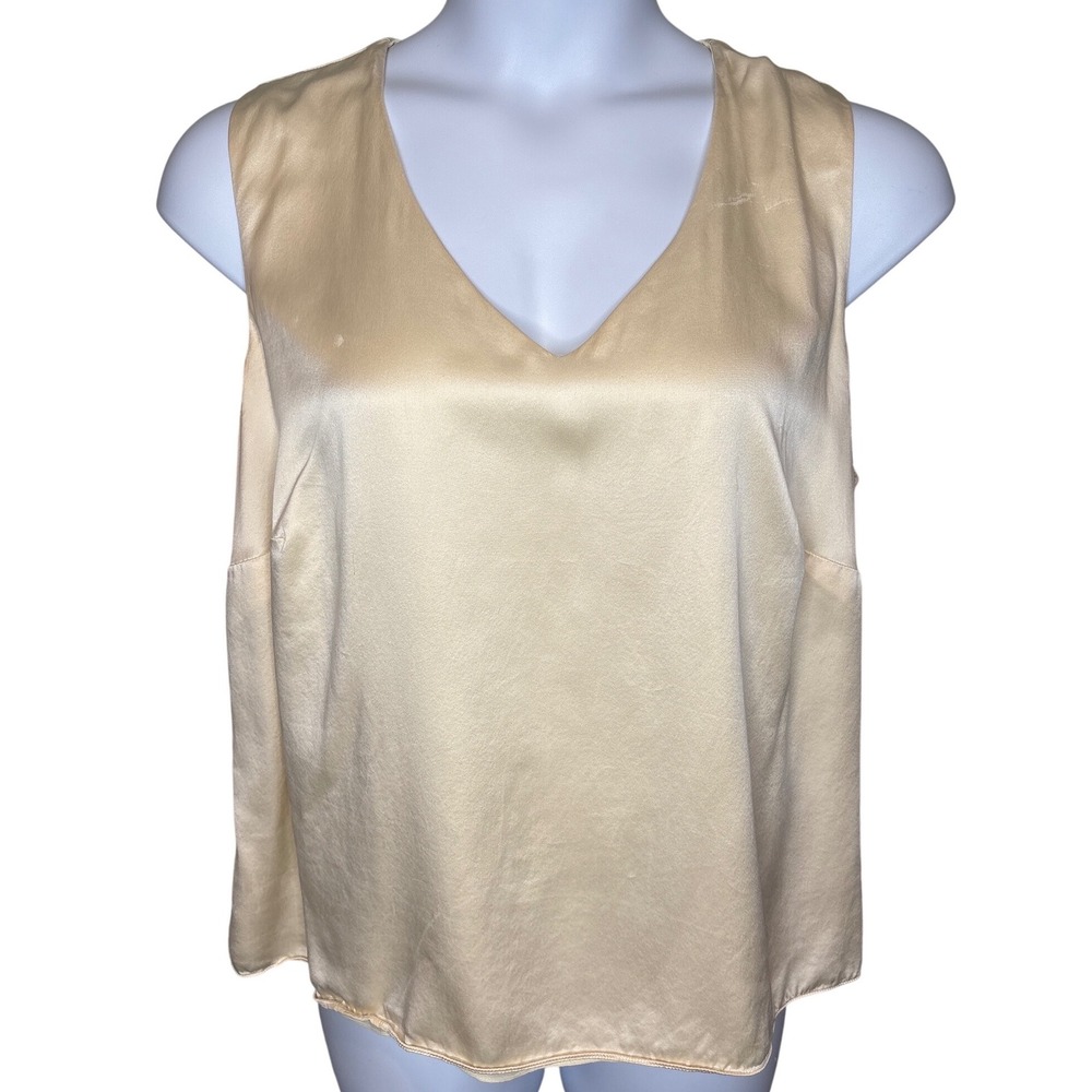 Lauren Ralph Lauren Cream Satin V-Neck Tank Top